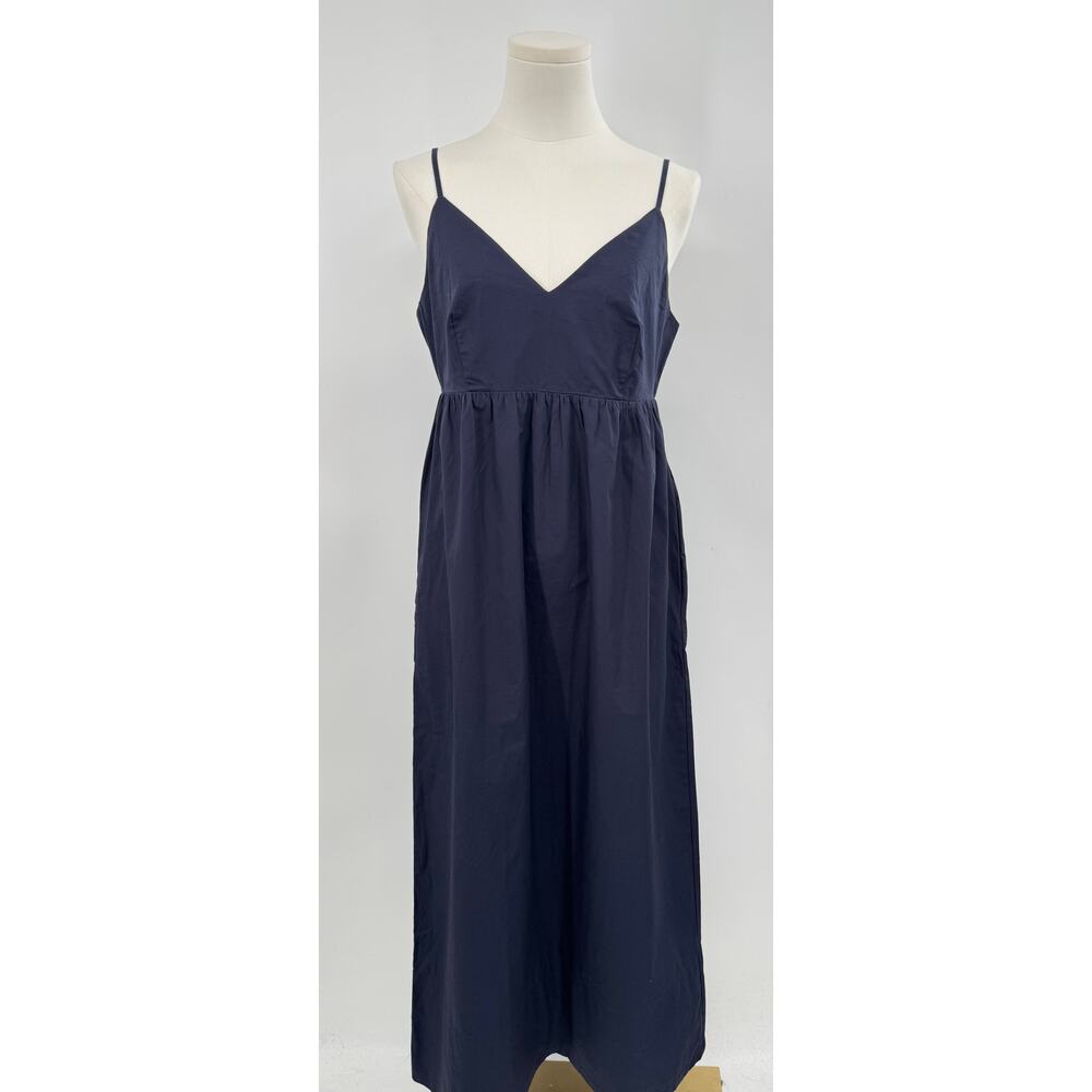 Quince Navy Blue Organic Cotton Sleeveless Maxi Dress Minimalist S NWT
